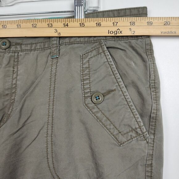 Old Navy Canvas Capri Pants Women's 14 Khaki Wide Leg "Just Below Waist" - Picture 3 of 9